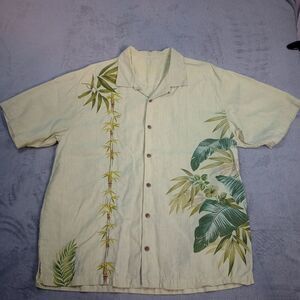 Tommy Bahama Hawaiian Button Up Shirt 100% Silk XL Floral Vintage‎ Loop Collar